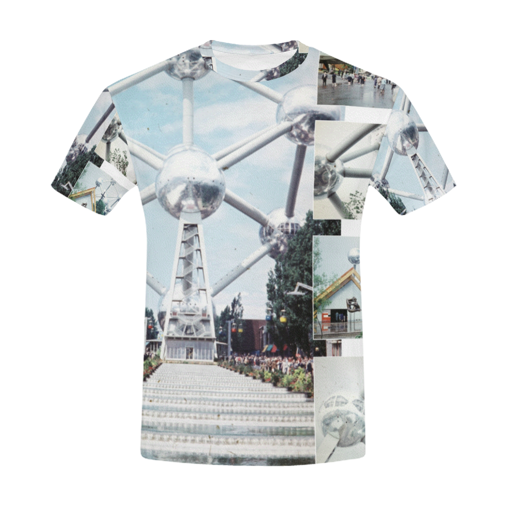 Vintage Brussels Atomium Collage All Over Print T-Shirt for Men (USA Size) (Model T40)