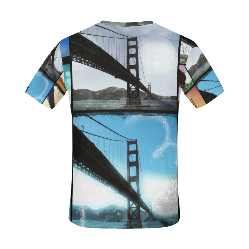 Golden Gate Bridge Collage All Over Print T-Shirt for Men (USA Size) (Model T40)