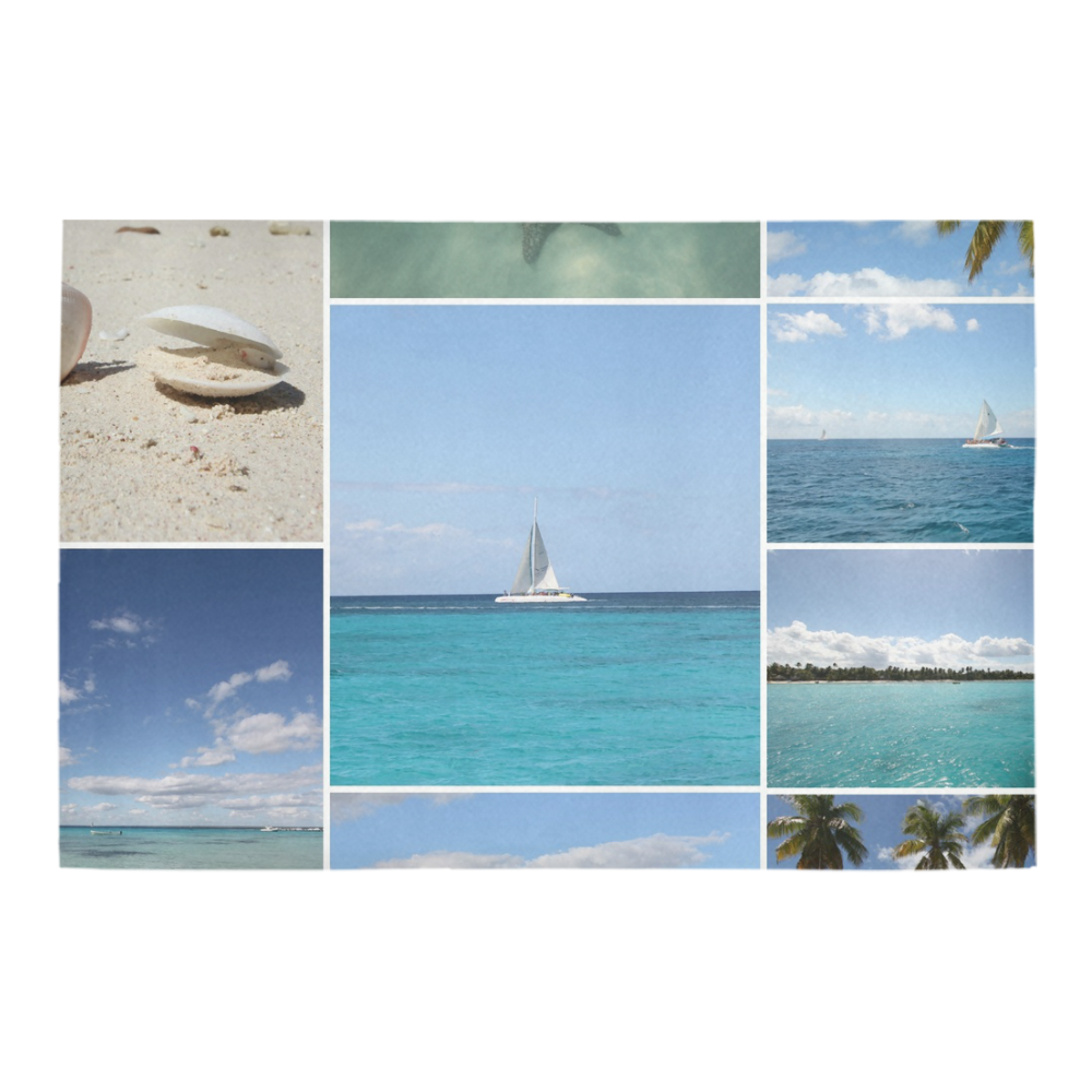 Isla Saona Caribbean Photo Collage Azalea Doormat 24" x 16" (Sponge Material)