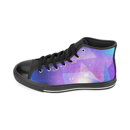 Purple Abstract Triangles High Top Canvas Shoes for Kid (Model 017)
