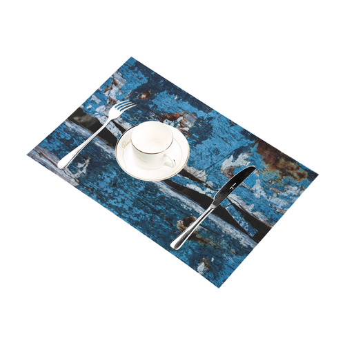 Blue painted wood Placemat 12’’ x 18’’ (Set of 4)