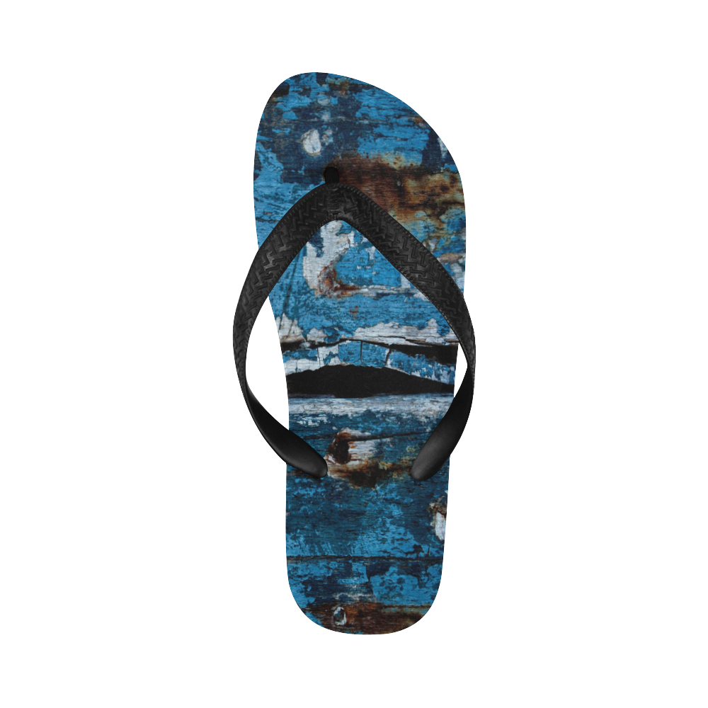 Blue painted wood Flip Flops for Men/Women (Model 040)