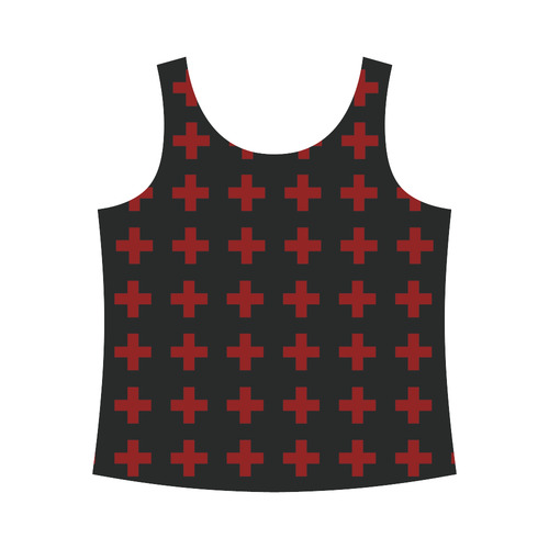 Punk Rock Style Red Crosses Pattern Design All Over Print Tank Top for Women (Model T43)