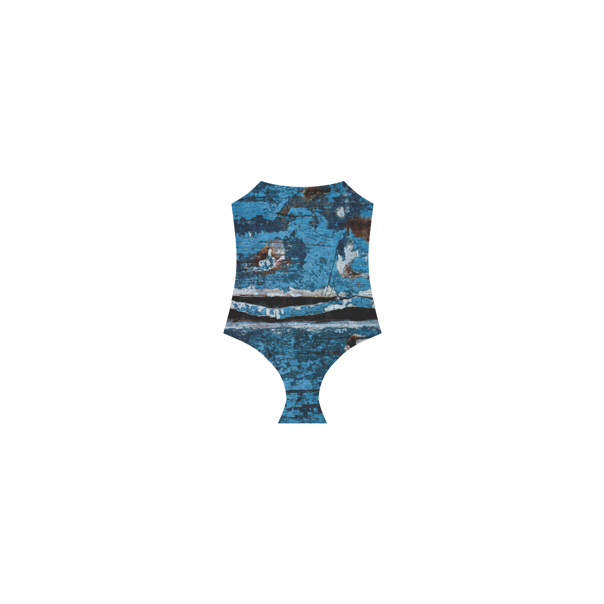 Blue painted wood Strap Swimsuit ( Model S05)