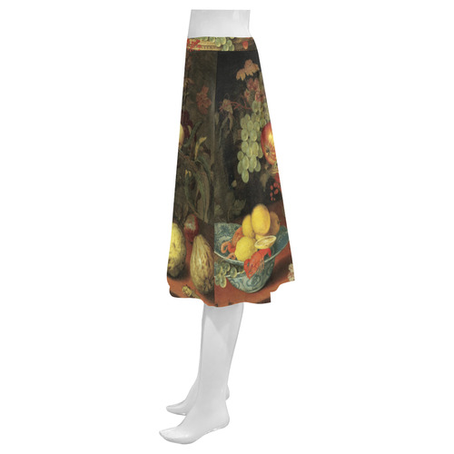 Still Life with Basket of Fruit - Balthasar van de Mnemosyne Women's Crepe Skirt (Model D16)