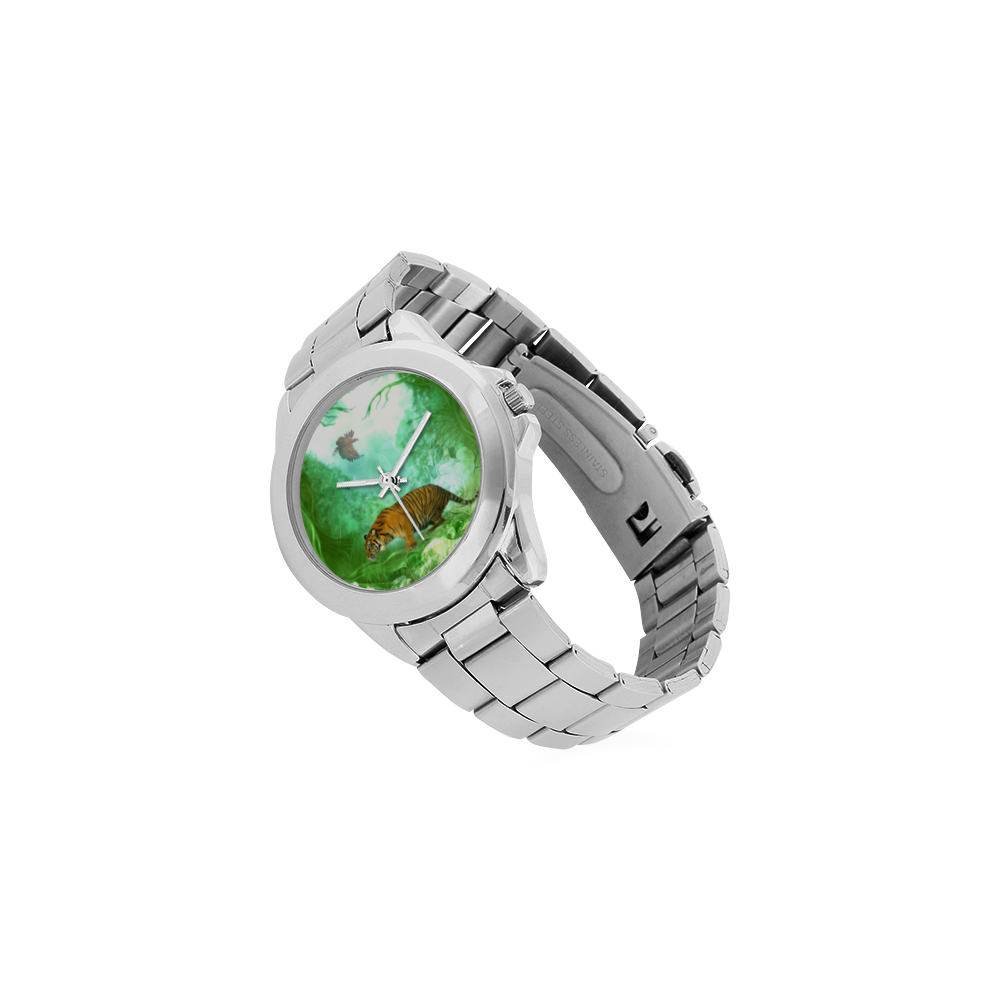 Awesome tiger, fantasy world Unisex Stainless Steel Watch(Model 103)