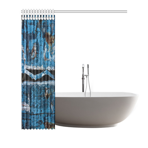 Blue painted wood Shower Curtain 72"x72"