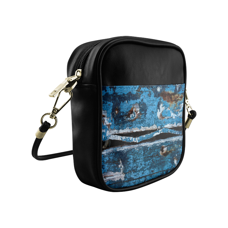 Blue painted wood Sling Bag (Model 1627)