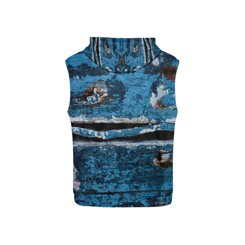 Blue painted wood All Over Print Sleeveless Hoodie for Kid (Model H15)