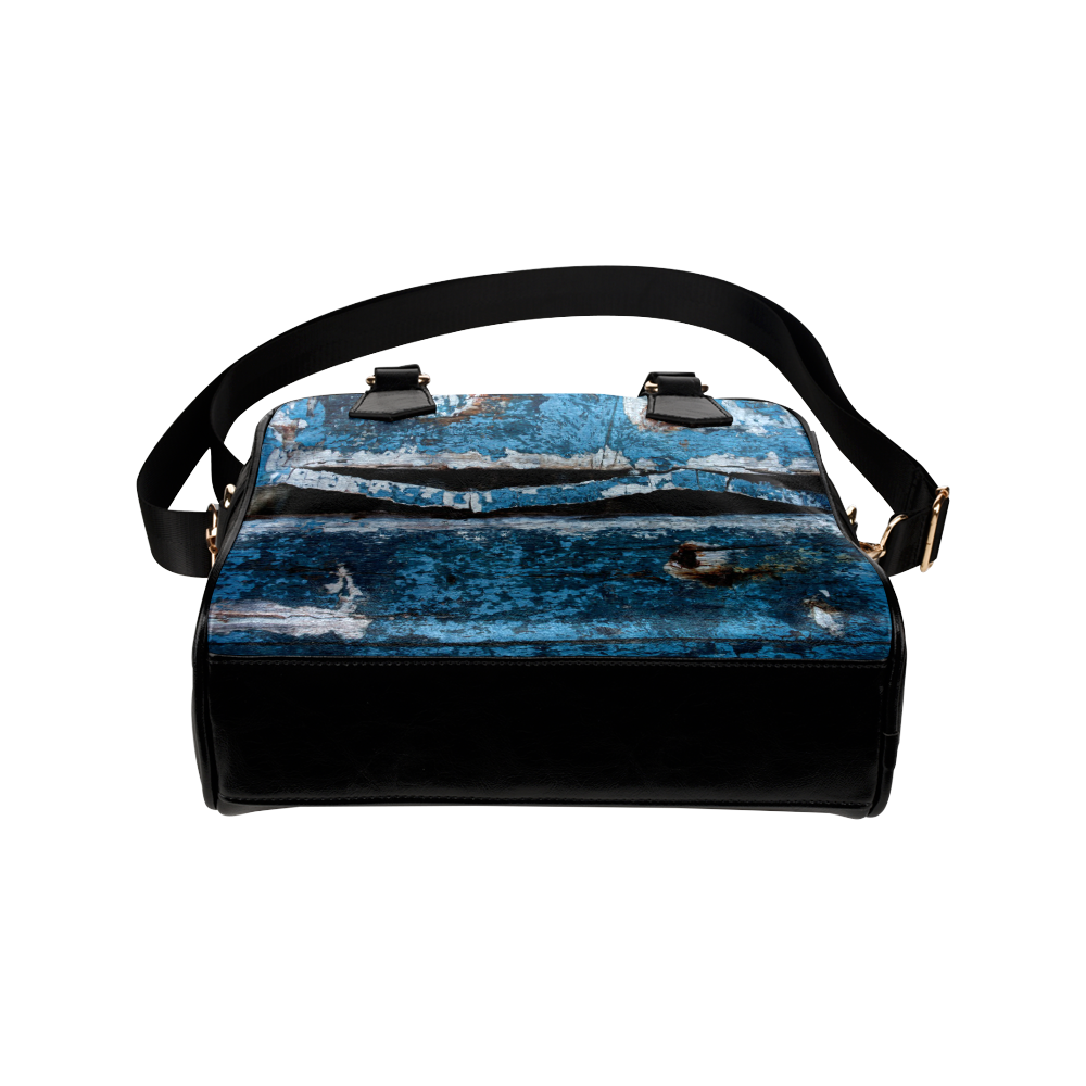 Blue painted wood Shoulder Handbag (Model 1634)