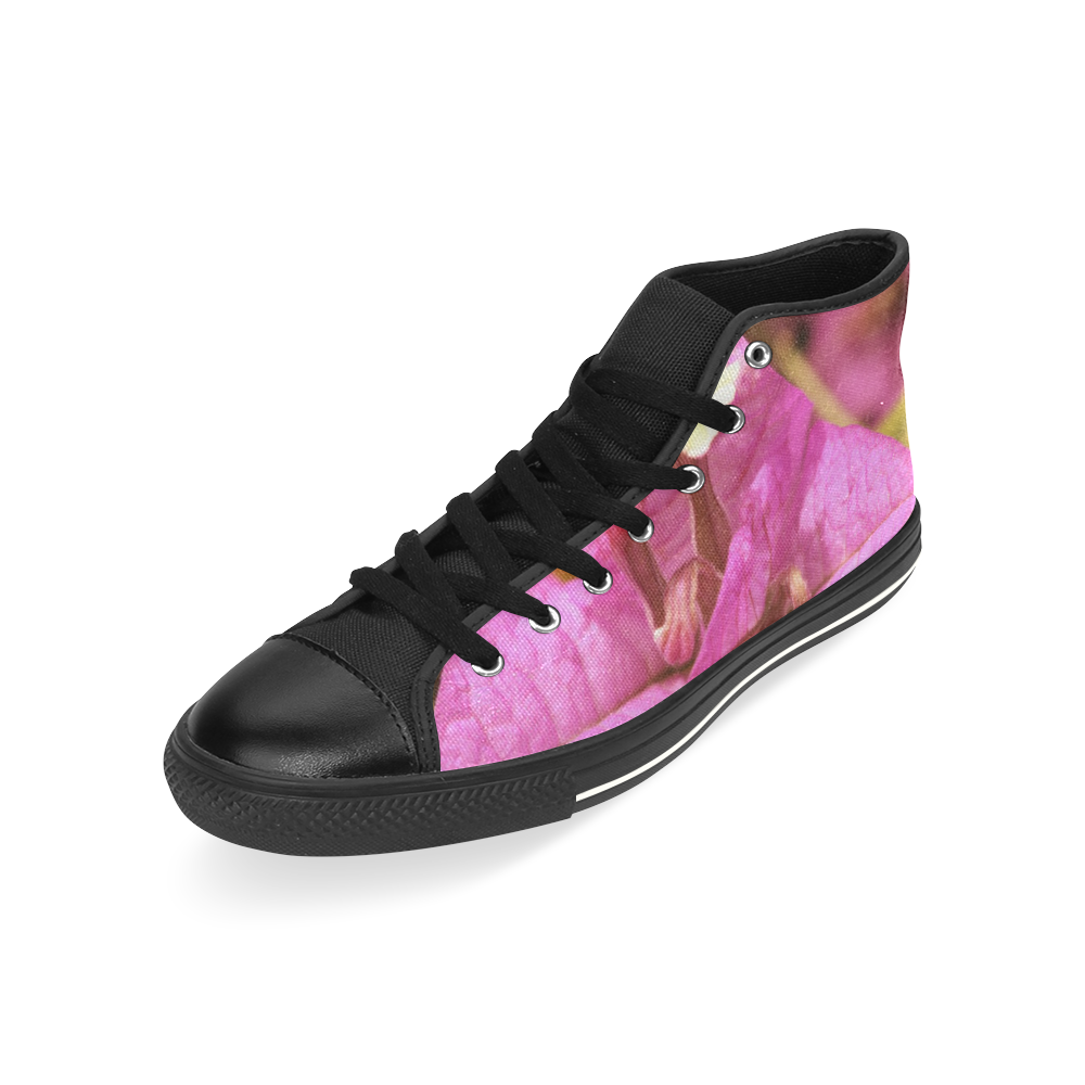Pink Bougainvillea Flower Blossom High Top Canvas Shoes for Kid (Model 017)