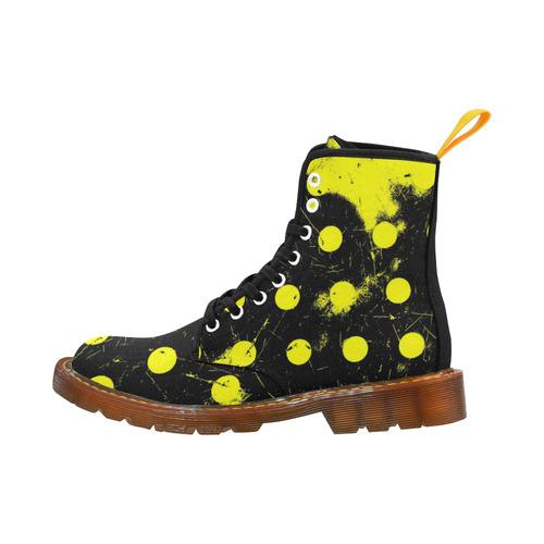 abstract polka dots yellow Martin Boots For Women Model 1203H