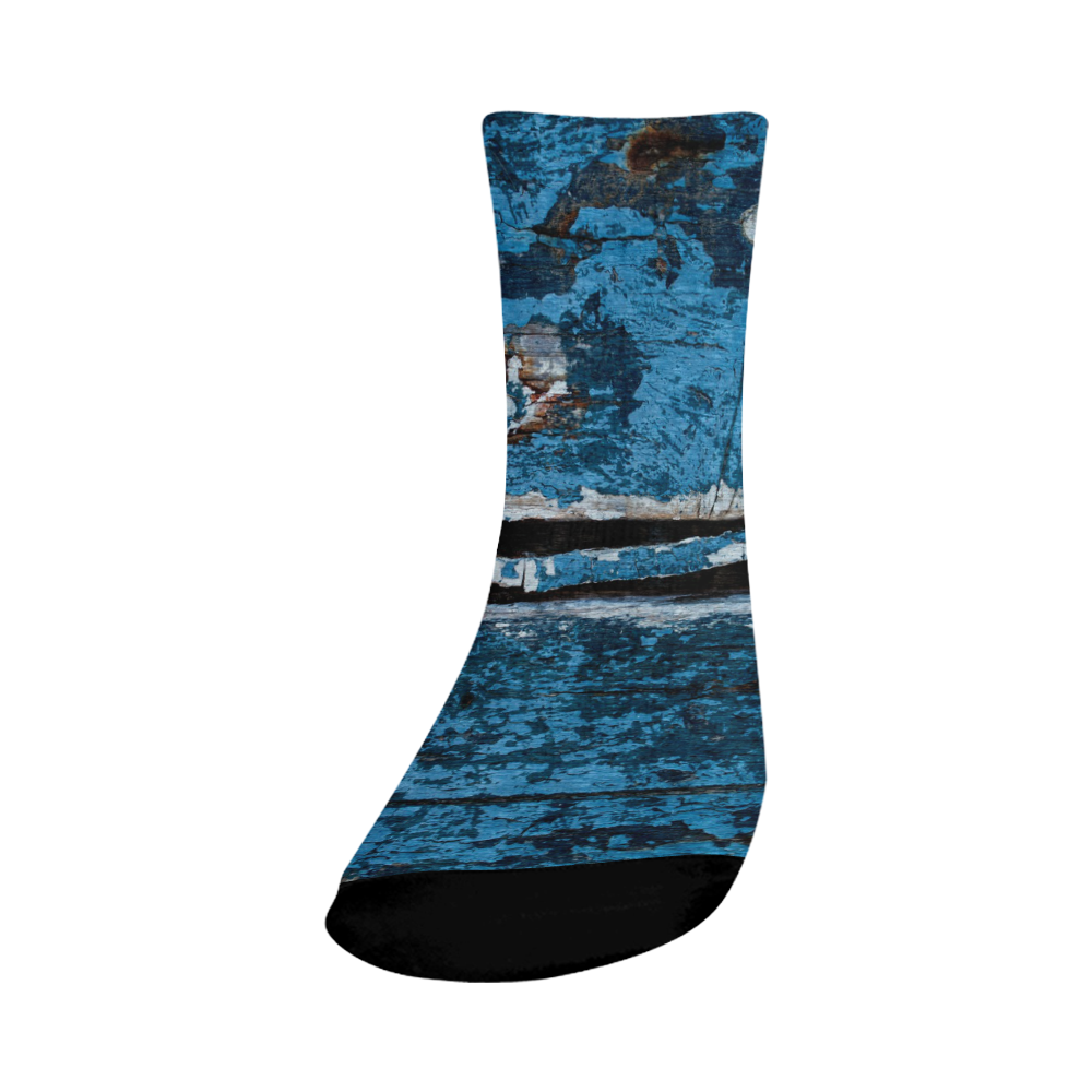 Blue painted wood Crew Socks