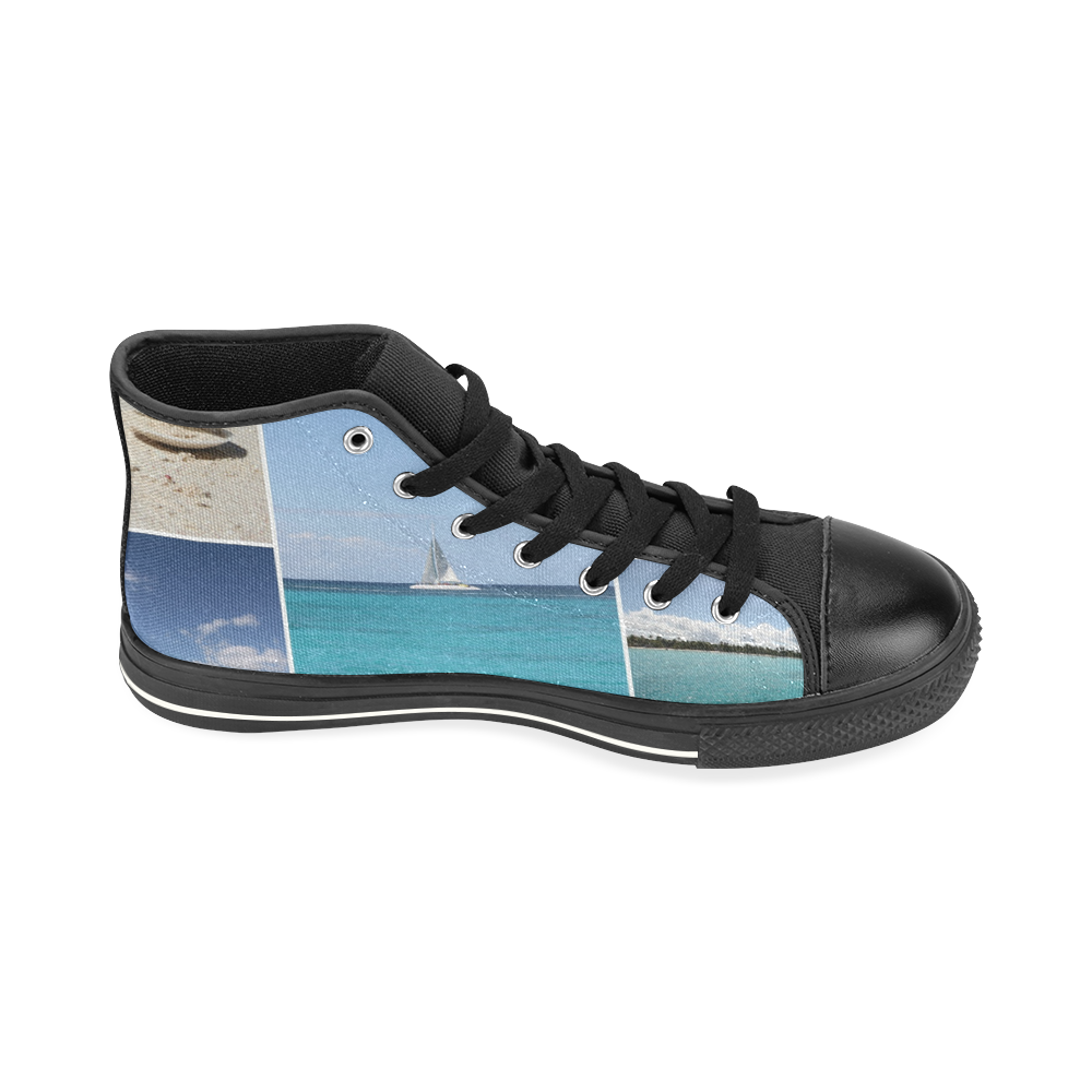 Isla Saona Caribbean Photo Collage High Top Canvas Shoes for Kid (Model 017)