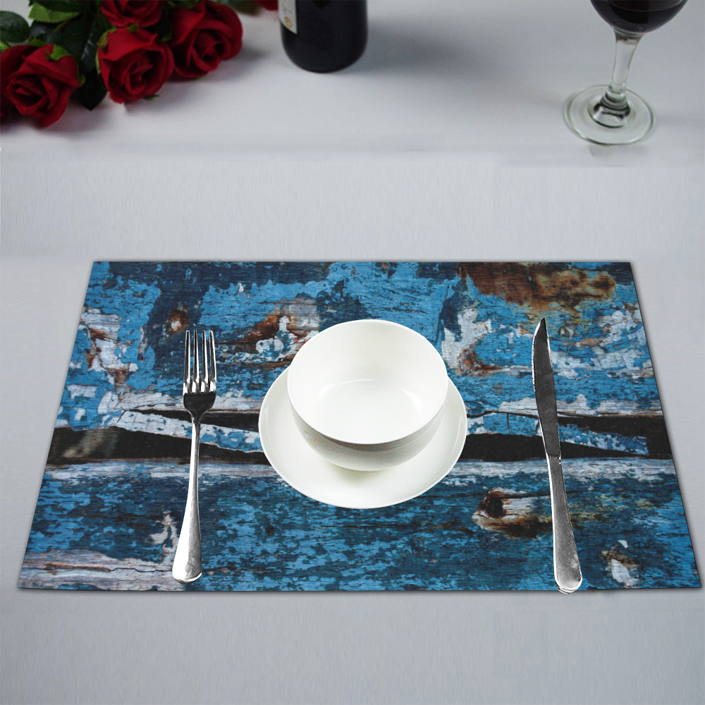 Blue painted wood Placemat 12’’ x 18’’ (Set of 4)