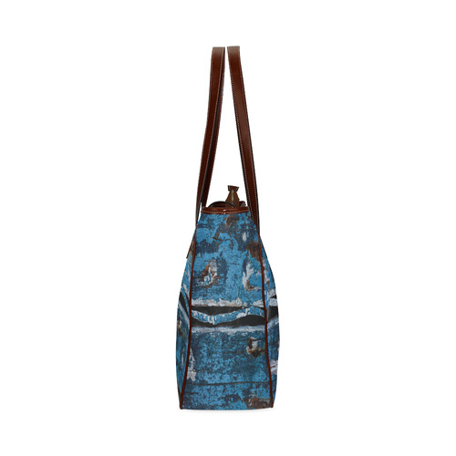 Blue painted wood Classic Tote Bag (Model 1644)