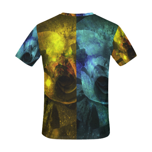 Yellow and Blue Sparkling Rose All Over Print T-Shirt for Men (USA Size) (Model T40)