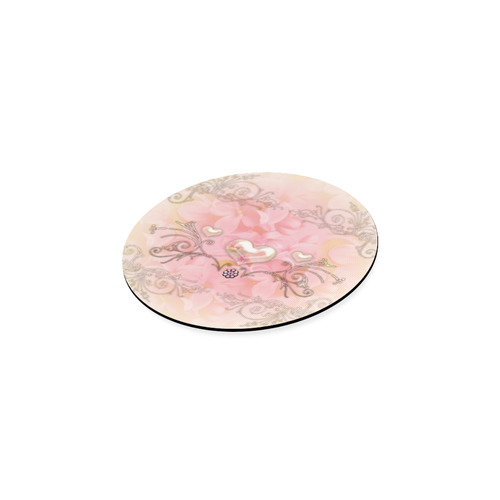 Hearts, soft colors Round Coaster