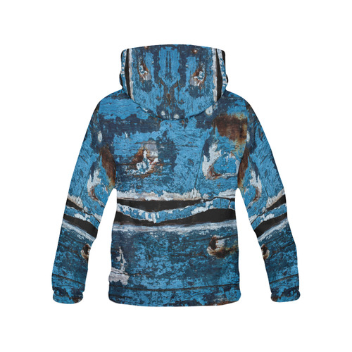 Blue painted wood All Over Print Hoodie for Women (USA Size) (Model H13)