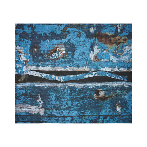 Blue painted wood Cotton Linen Wall Tapestry 60"x 51"