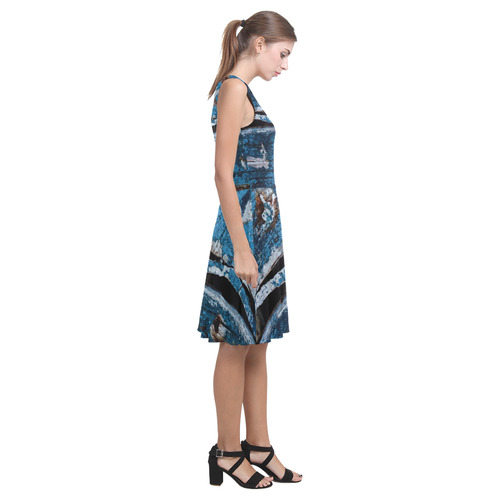 Blue painted wood Atalanta Casual Sundress(Model D04)