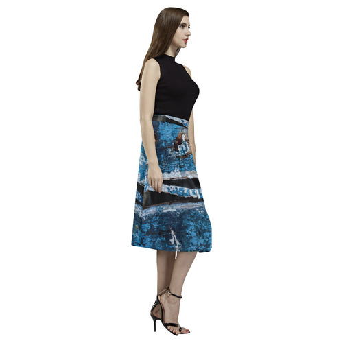 Blue painted wood Aoede Crepe Skirt (Model D16)