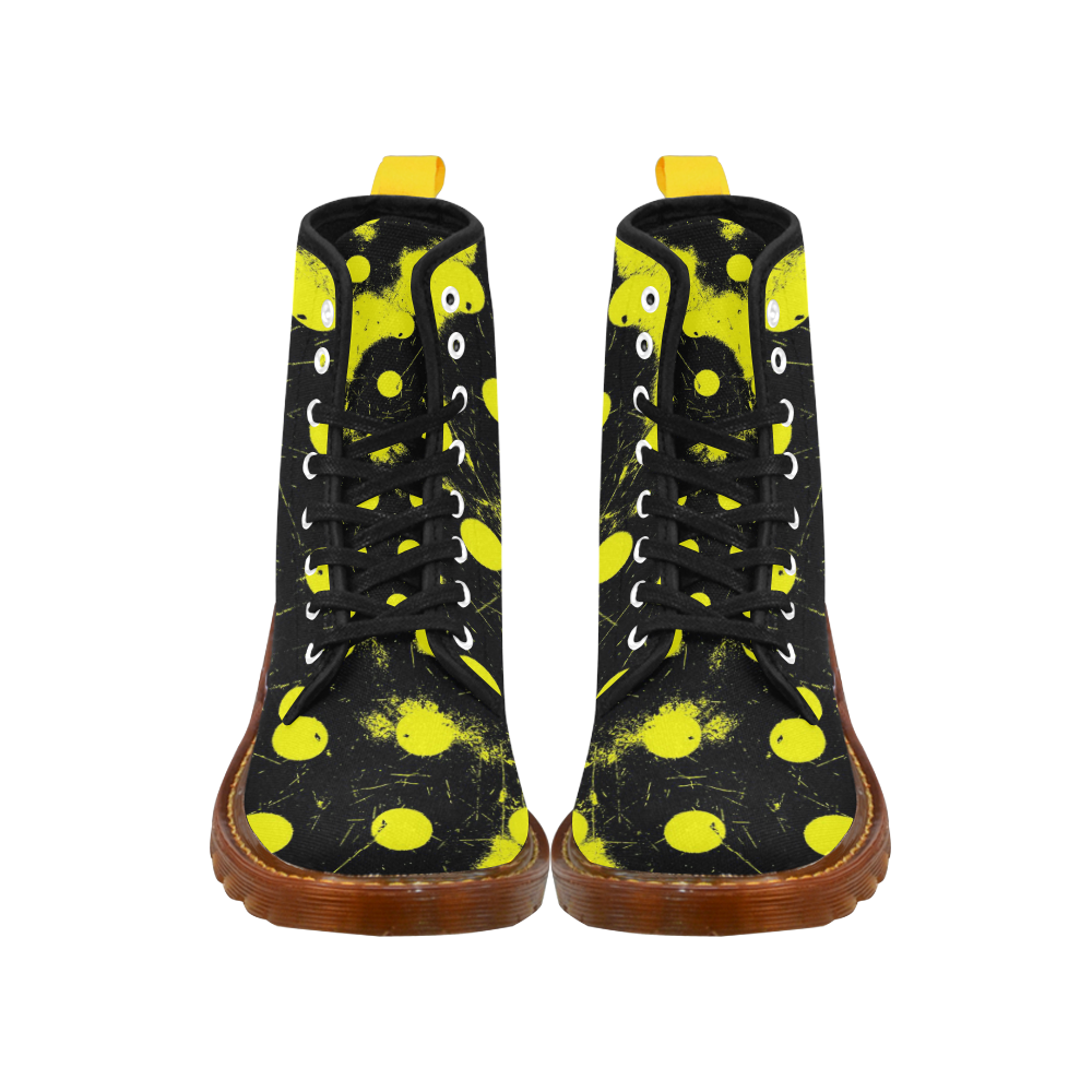 abstract polka dots yellow Martin Boots For Women Model 1203H