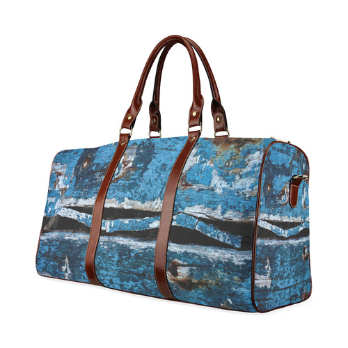 Blue painted wood Waterproof Travel Bag/Small (Model 1639)