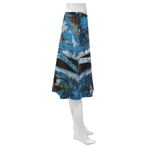 Blue painted wood Mnemosyne Women's Crepe Skirt (Model D16)