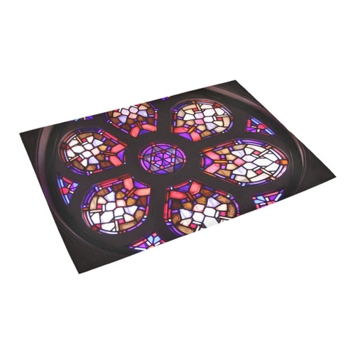 Geometric Purple Pink Rosary Window Mandala Azalea Doormat 24" x 16" (Sponge Material)
