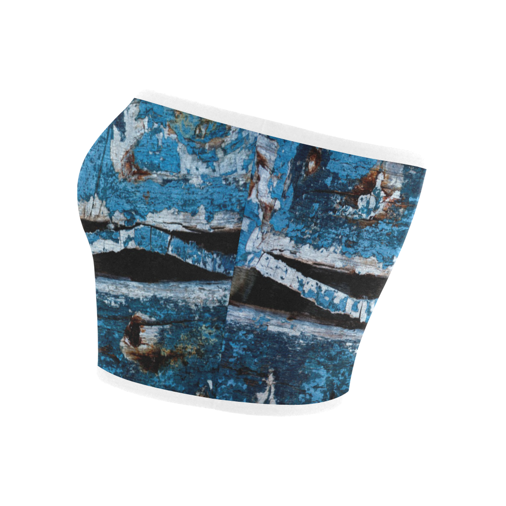 Blue painted wood Bandeau Top