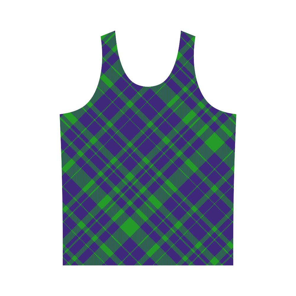 Diagonal Green & Purple Plaid Modern Style All Over Print Tank Top for Men (Model T43)