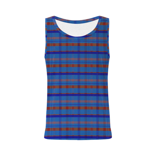 Royal Blue Plaid Hipster Style All Over Print Tank Top for Women (Model T43)