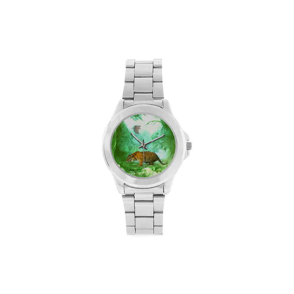 Awesome tiger, fantasy world Unisex Stainless Steel Watch(Model 103)