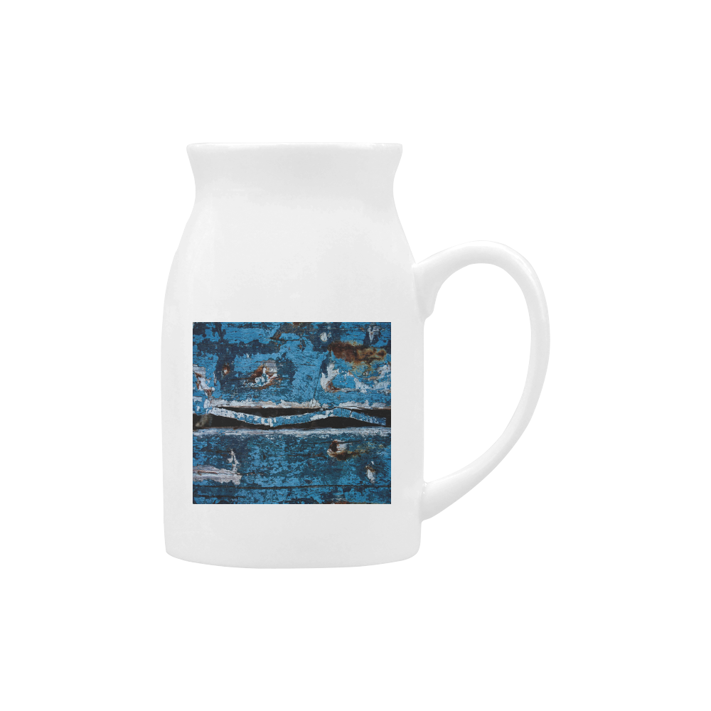 Blue painted wood Milk Cup (Large) 450ml