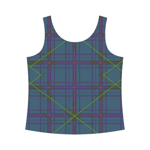 Neon plaid 80's style design All Over Print Tank Top for Women (Model T43)