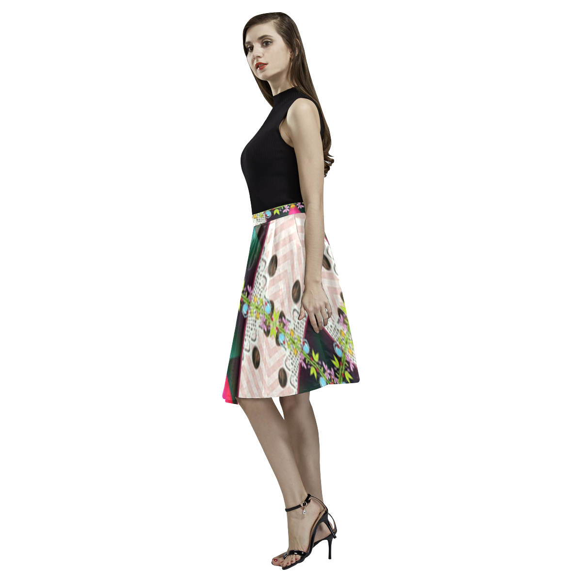 wraped with pattern-annabellerockz-skirt Melete Pleated Midi Skirt (Model D15)