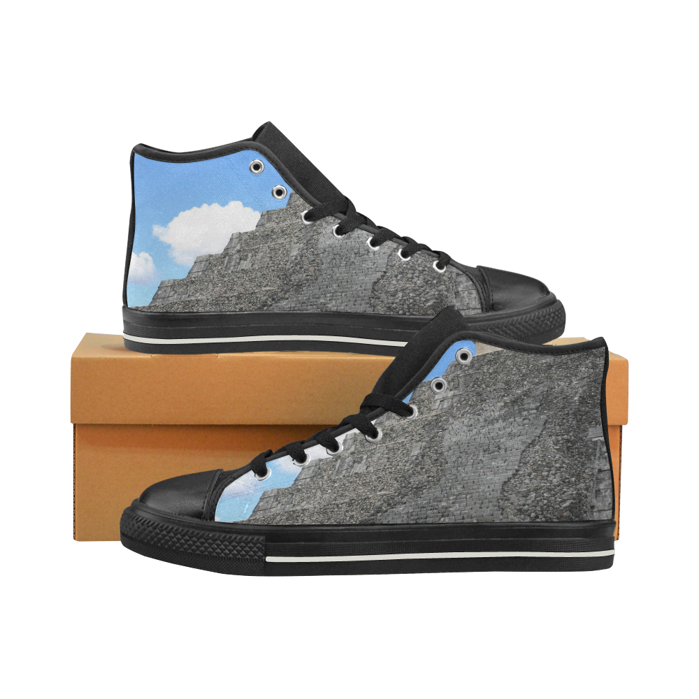 Chichen Itza Maya Pyramid Temple High Top Canvas Shoes for Kid (Model 017)
