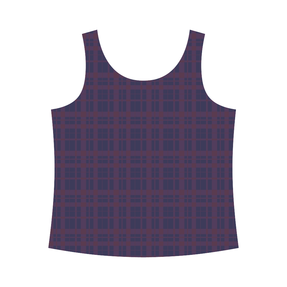Purple Plaid Rock Style All Over Print Tank Top for Women (Model T43)