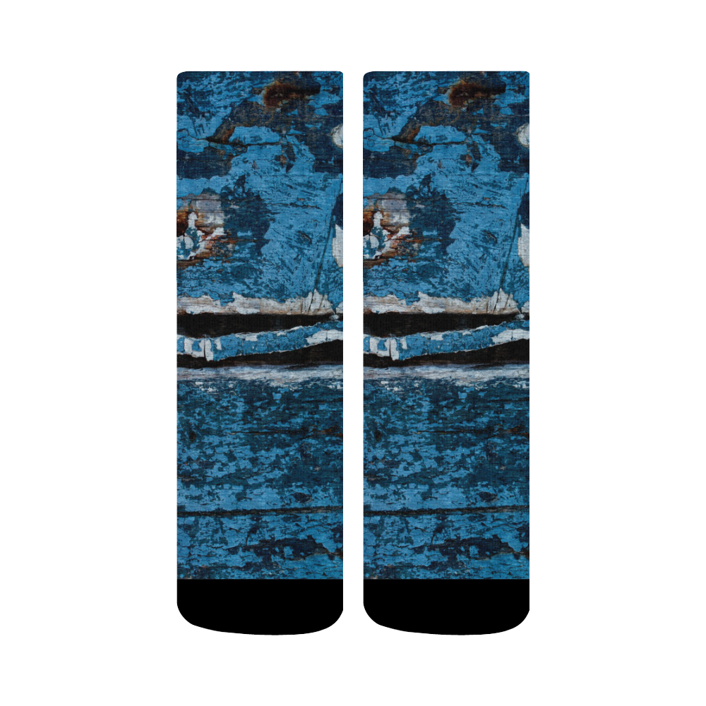 Blue painted wood Crew Socks