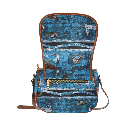 Blue painted wood Saddle Bag/Large (Model 1649)