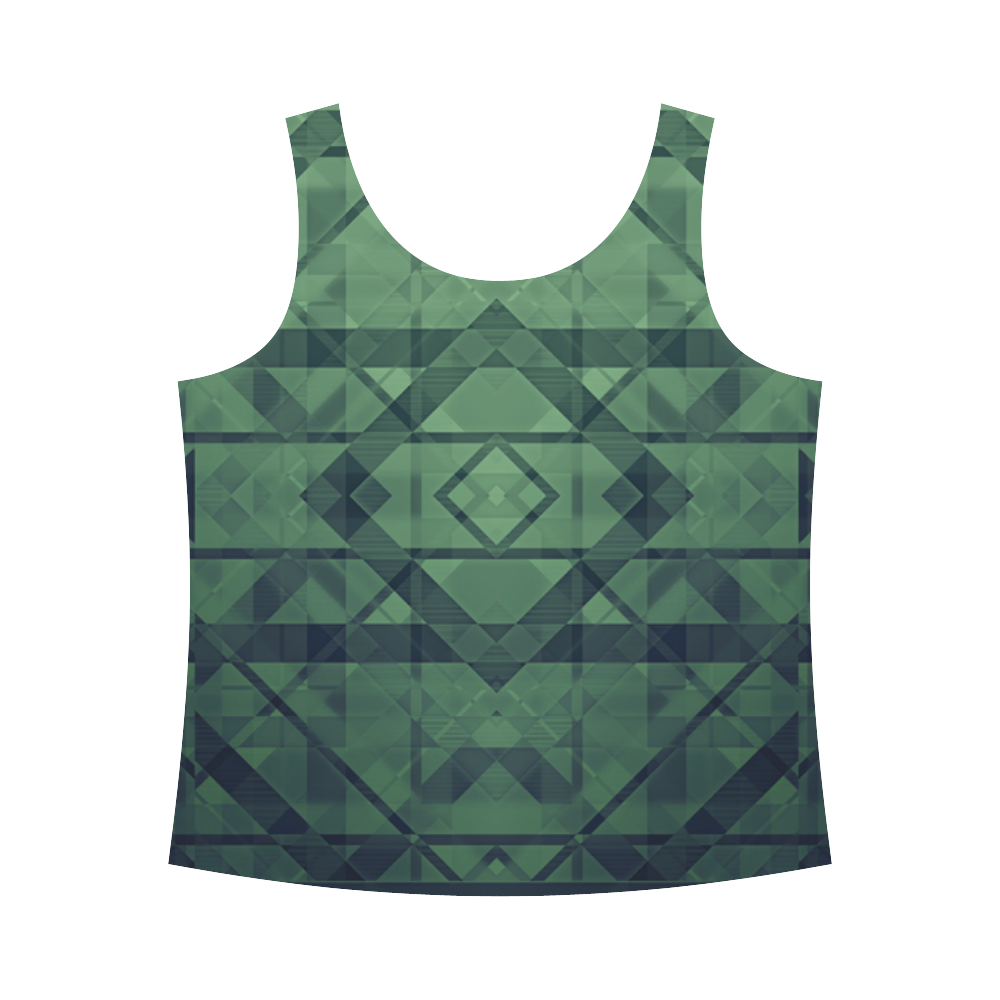Sci-Fi Green Monster  Geometric design All Over Print Tank Top for Women (Model T43)