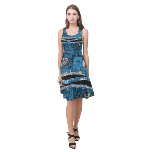 Blue painted wood Atalanta Casual Sundress(Model D04)