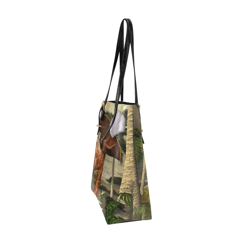 Funny giraffe as a pirate Euramerican Tote Bag/Small (Model 1655)