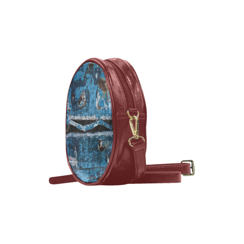 Blue painted wood Round Sling Bag (Model 1647)