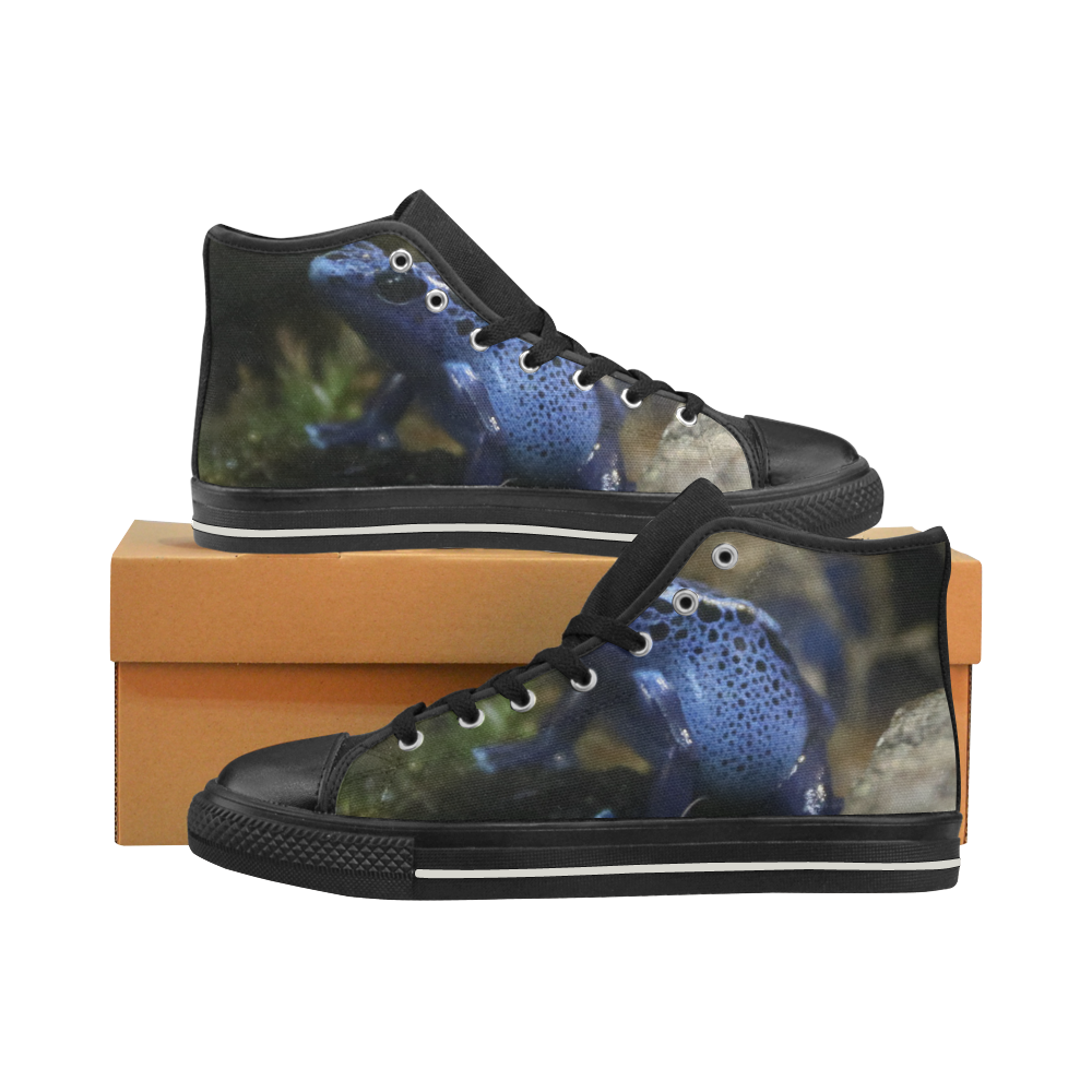 Blue Poison Arrow Frog High Top Canvas Shoes for Kid (Model 017)