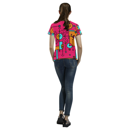 Avant Garde - Lines and Circles All Over Print T-Shirt for Women (USA Size) (Model T40)