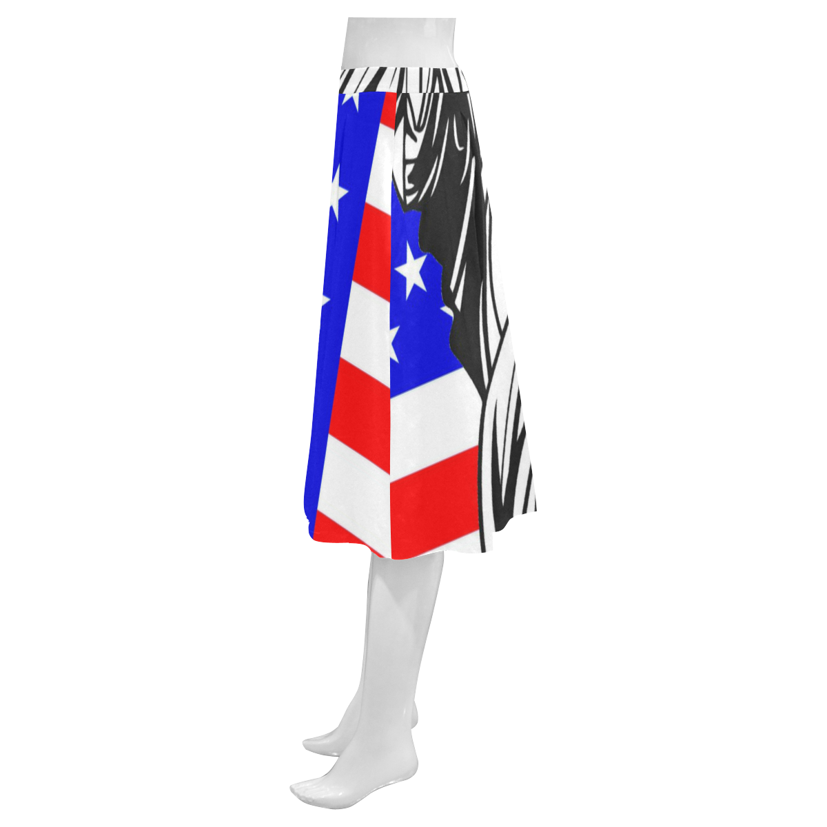 STATUE OF LIBERTY FLAG (LARGE) Mnemosyne Women's Crepe Skirt (Model D16)