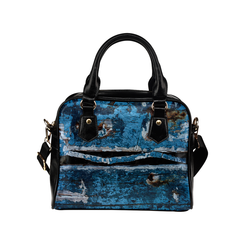 Blue painted wood Shoulder Handbag (Model 1634)