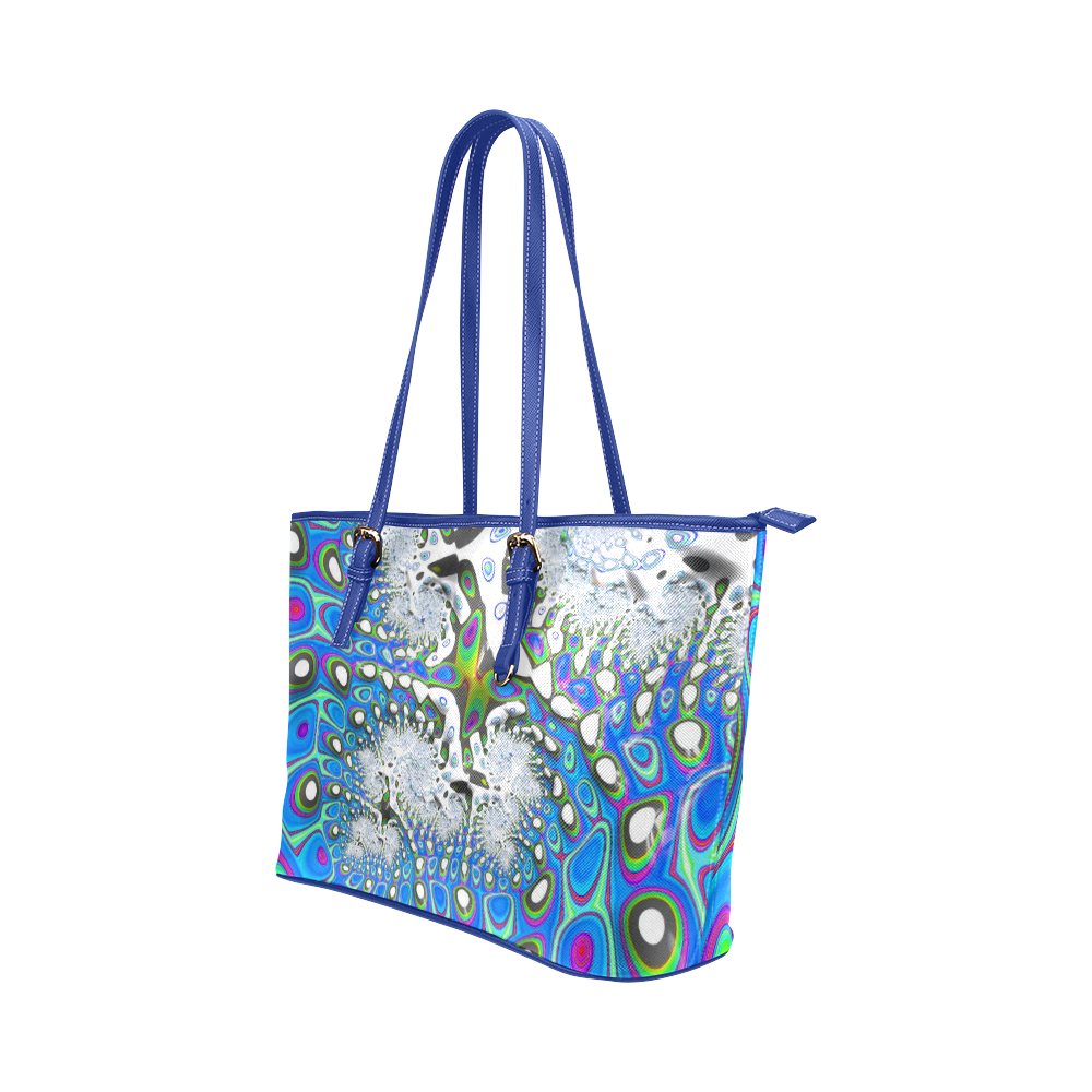 fractal fantasy 717B by JamColors Leather Tote Bag/Small (Model 1651)